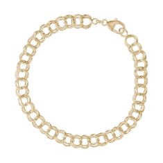 10k Yellow Gold Double Link Classic Charm Bracelet