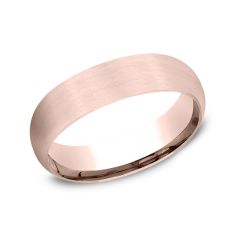 14k Rose Gold 6mm Satin Finish Comfort Fit Wedding Band