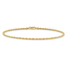 14k Yellow Gold 1.75mm Diamond-Cut Rope Chain Anklet