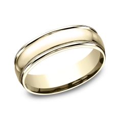 14k Yellow Gold 6.5mm High Polish Finish Lightweight Comfort Fit Wedding Band