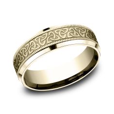 14k Yellow Gold 7mm Celtic Trinity Knot Lightweight Comfort Fit Wedding Band