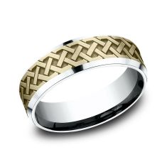 14k Yellow Gold and White Gold 7mm Celtic Knot Lightweight Comfort Fit Wedding Band