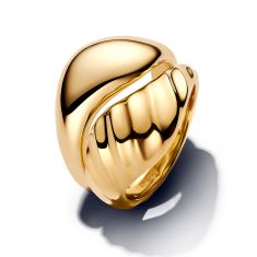 Pandora Essence Rippled Gold-Plated Stacking Rings