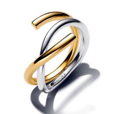 Pandora Essence Organically Shaped Two-Tone Double Ring
