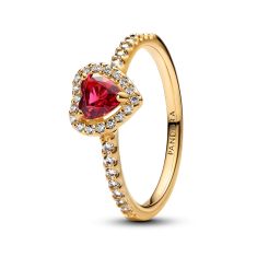 Pandora Elevated Red Heart Gold-Plated Ring