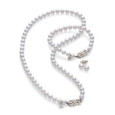 MIKIMOTO Akoya Cultured Pearl Necklace Strand, Bracelet, and Earring Set