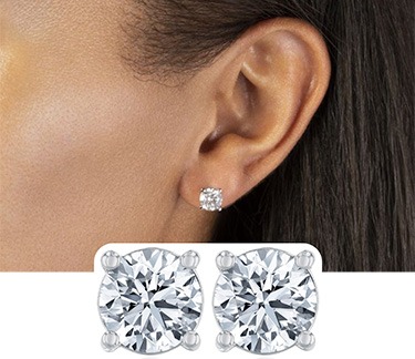 1 1/2 Diamond Solitaire Stud Earrings