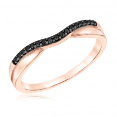 1/10ctw Round Treated Black Diamond Rose Gold Curved Wedding Band | Embrace Collection