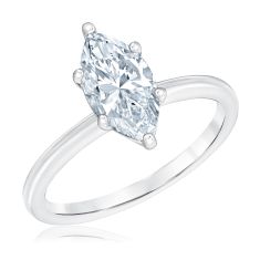1 1/2ct Marquise Lab Grown Diamond 14k White Gold Solitaire Engagement Ring