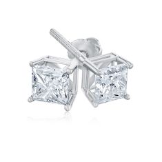 1 1/2ctw Princess Diamond Solitaire 14k White Gold Stud Earrings
