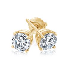 1 1/2ctw Round Diamond Solitaire Yellow Gold Stud Earrings