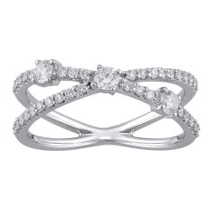 1/2ctw Diamond Criss-Cross White Gold Ring - Diamond Collection - Size 7