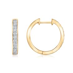 1/2ctw Diamond Yellow Gold Hoop Earrings