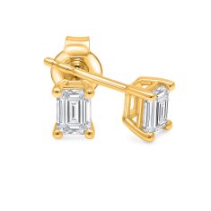 1/2ctw Emerald Lab Grown Diamond Yellow Gold Solitaire Stud Earrings