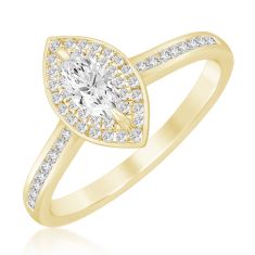 1/2ctw Marquise Diamond Halo Yellow Gold Engagement Ring - Glow Collection