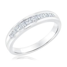 1/2ctw Princess Diamond Channel Set White Gold Wedding Band | Embrace Collection