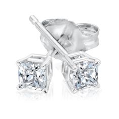 1/3ctw Princess Diamond Solitaire White Gold Stud Earrings