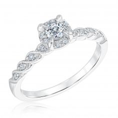 1/3ctw Round Diamond Vintage-Inspired White Gold Engagement Ring | Timeless Collection
