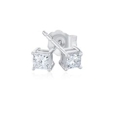 1/4ctw Princess Diamond Solitaire 14k White Gold Stud Earrings