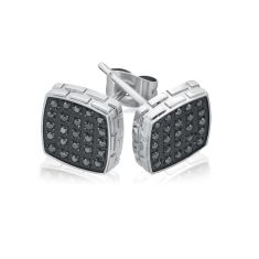 1/4ctw Treated Black Diamond Stainless Steel Stud Earrings
