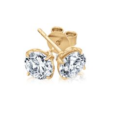 1 5/8ctw ECONIC Star Round Lab Grown Diamond Solitaire Yellow Gold Stud Earrings