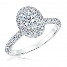 1 5/8ctw Oval Diamond Pavé Halo White Gold Engagement Ring | Couture Collection