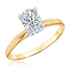 1ct Oval Diamond Solitaire Yellow Gold Engagement Ring - Solitaire Collection