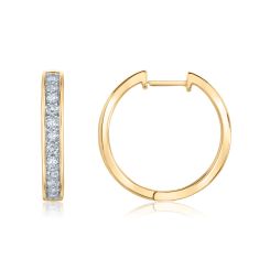 1ctw Diamond Yellow Gold Hoop Earrings