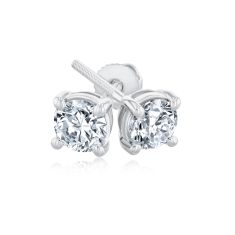1ctw Round Diamond Solitaire 14k White Gold Stud Earrings