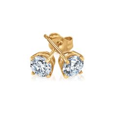 1ctw Round Diamond Solitaire Yellow Gold Stud Earrings - Heritage Collection
