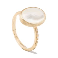 Marco Bicego Siviglia 18k Yellow Gold Mother of Pearl Ring with Diamond Pavé Shank