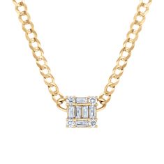 1/4ctw Diamond 10k Yellow Gold Curb Chain Necklace