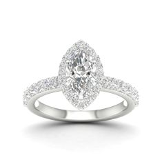 1 5/8ctw Marquise Lab Grown Diamond Halo 14k White Gold Engagement Ring