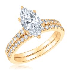 2ctw Marquise Lab Grown Diamond 14k Yellow Gold Engagement and Wedding Ring Bridal Set