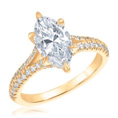 2 1/2ctw Marquise Lab Grown Diamond Hidden Halo 14k Yellow Gold Engagement Ring