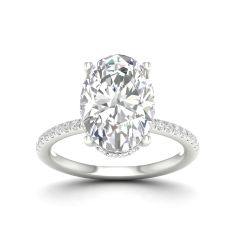 5 1/4ctw Oval Lab Grown Diamond Hidden Halo 14k White Gold Engagement Ring