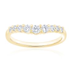 1/2ctw Round Diamond 14k Yellow Gold Curved Wedding Band - Embrace Collection