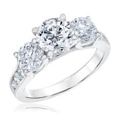 3 1/4ctw Round Lab Grown Diamond Three-Stone 14k White Gold Engagement Ring