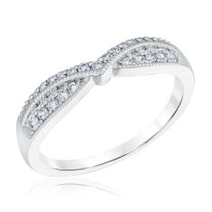 1/4ctw Diamond Curved 14k White Gold Wedding Band - Embrace Collection
