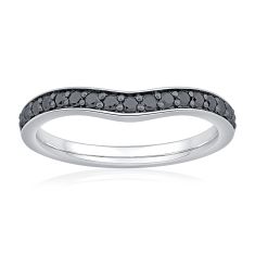 1/3ctw Black Diamond 14k White Gold Curved Wedding Band - Embrace Collection