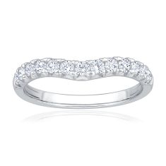 1/2ctw Round Diamond 14k White Gold Curved Wedding Band