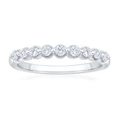1/3ctw Round Diamond 14k White Gold Vintage-Inspired Wedding Band