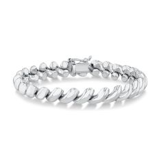 Sterling Silver 9.4mm San Marco Link Chain Bracelet