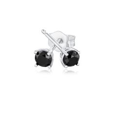 1/3ctw Round Treated Black Diamond Solitaire 10k White Gold Stud Earrings