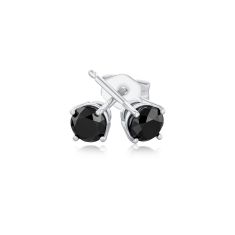 1/2ctw Round Treated Black Diamond Solitaire 10k White Gold Stud Earrings