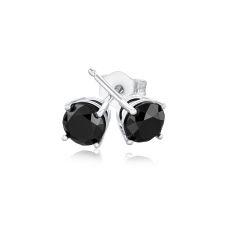 1ctw Round Treated Black Diamond Solitaire 10k White Gold Stud Earrings