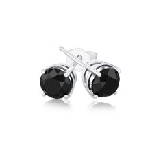 1 1/2ctw Round Treated Black Diamond Solitaire 10k White Gold Stud Earrings