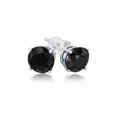 2ctw Round Treated Black Diamond Solitaire 10k White Gold Stud Earrings