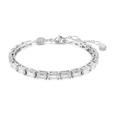 Swarovski Crystal Matrix Octagon-Cut Zirconia Rhodium-Plated Tennis Bracelet
