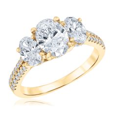 2 1/2ctw Oval Lab Grown Diamond Three-Stone 14k Yellow Gold Engagement Ring